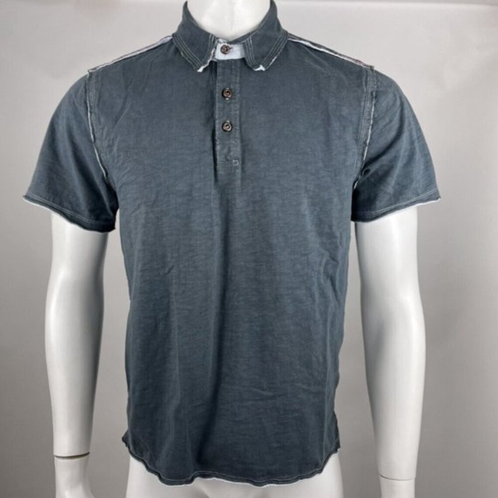 carbon2cobalt Cotton Polo Tee‎ Shirt Mens M Short Sleeve Raw Trim Collared Gray